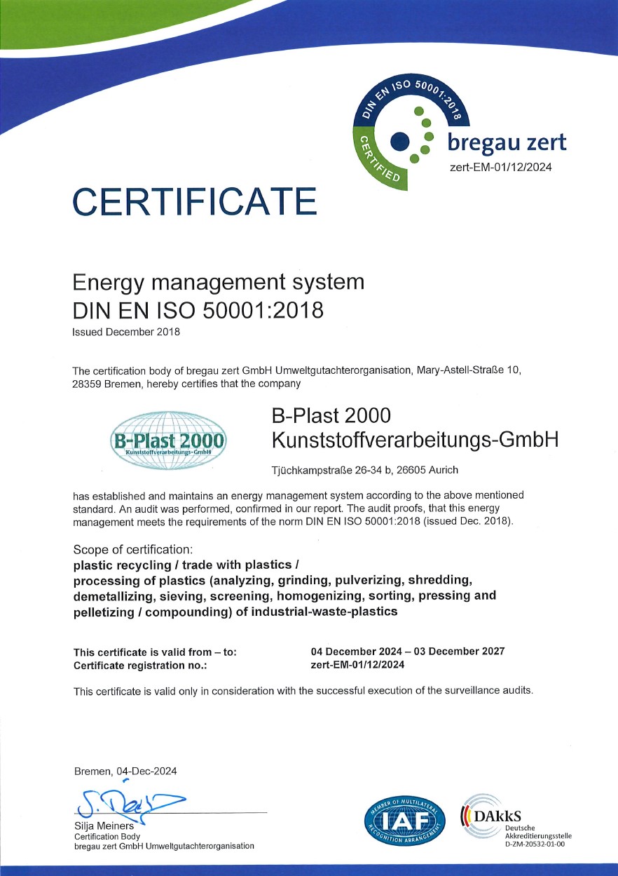 Zertifikat DIN EN ISO 50001:2018